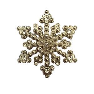 Rhinestone Encrusted Silver Tone Snowflake Winter Holiday Pin Costume Jewelry OS